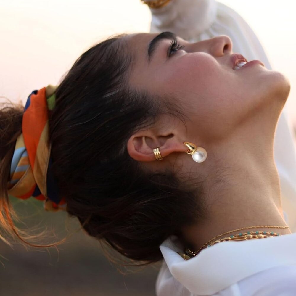 Pearl Earrings for Women, Dainty 14K Gold Plated/925 Sterling Silver Drop Qualit - Picture 3 of 9